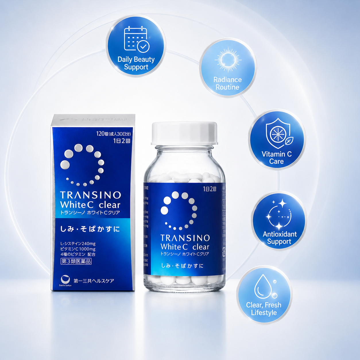 Transino White C Clear Tablets with Vitamin C for Skin Glow & Radiance Support