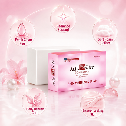 Active White Glutathione Soap with Vitamin C – Daily Beauty Cleansing Bar for Skin Radiance, Glow Support & Fresh Care