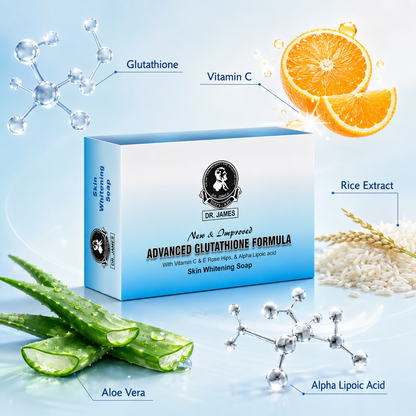 Dr. James Glutathione Soap with Vitamin C – Daily Beauty Cleansing Bar for Skin Radiance, Glow Support & Fresh Care