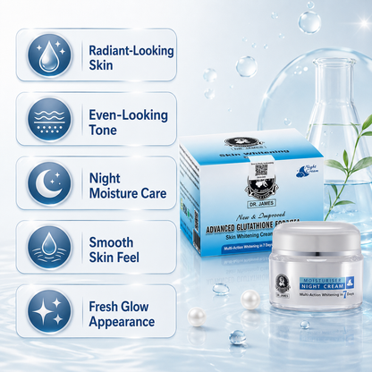 Dr. James Advanced Glutathione Night Cream – Radiance Support Night Care Cream for Glowing-Looking Skin