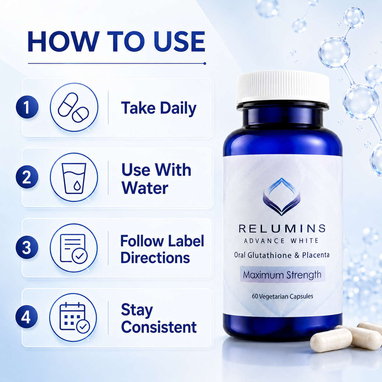 Relumins Glutathione Capsules for Skin Glow, Radiance & Antioxidant Support