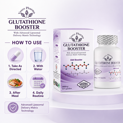 Vesco Pharma Glutathione Booster Capsules 2000mg Liposomal GSH – 90 Caps