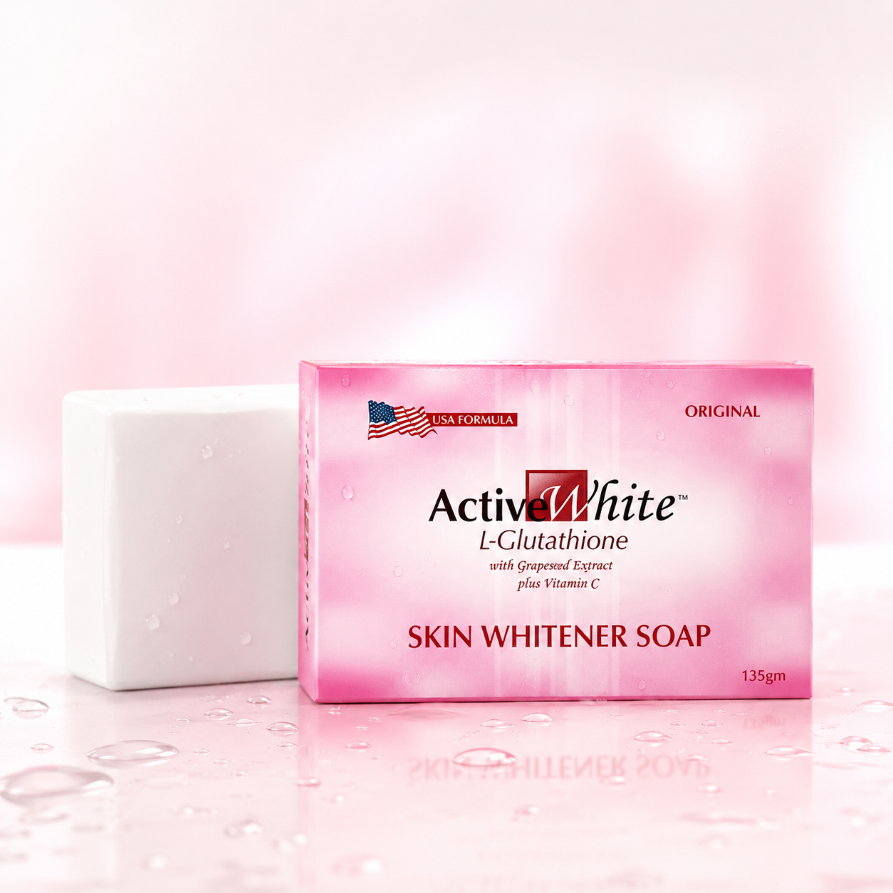 Translation missing: en.Active White Glutathione Soap with vitamin C box and beauty cleansing bar for skin radiance