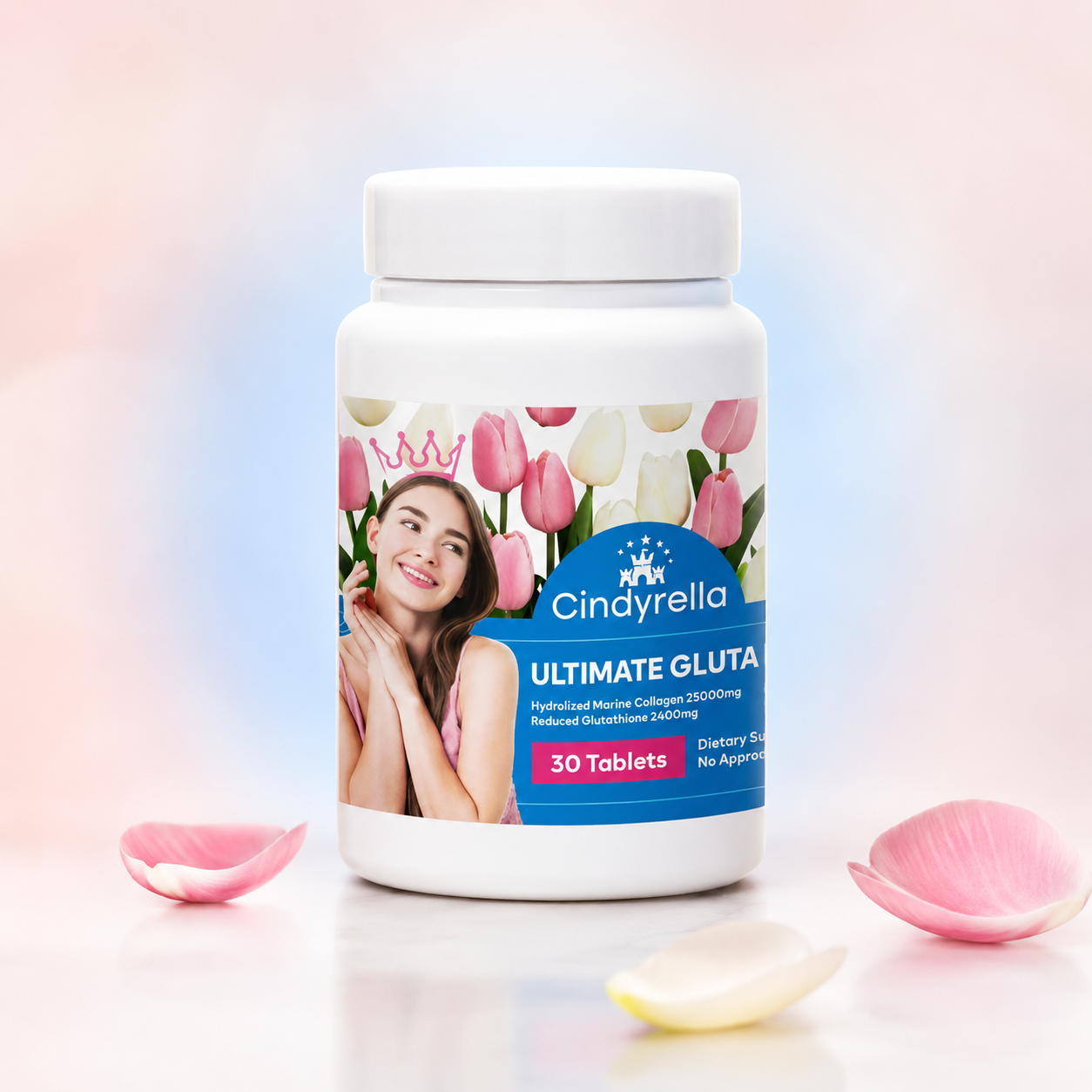 Translation missing: en.Cindyrella Ultimate Gluta tablets bottle with marine collagen for skin glow and radiance support