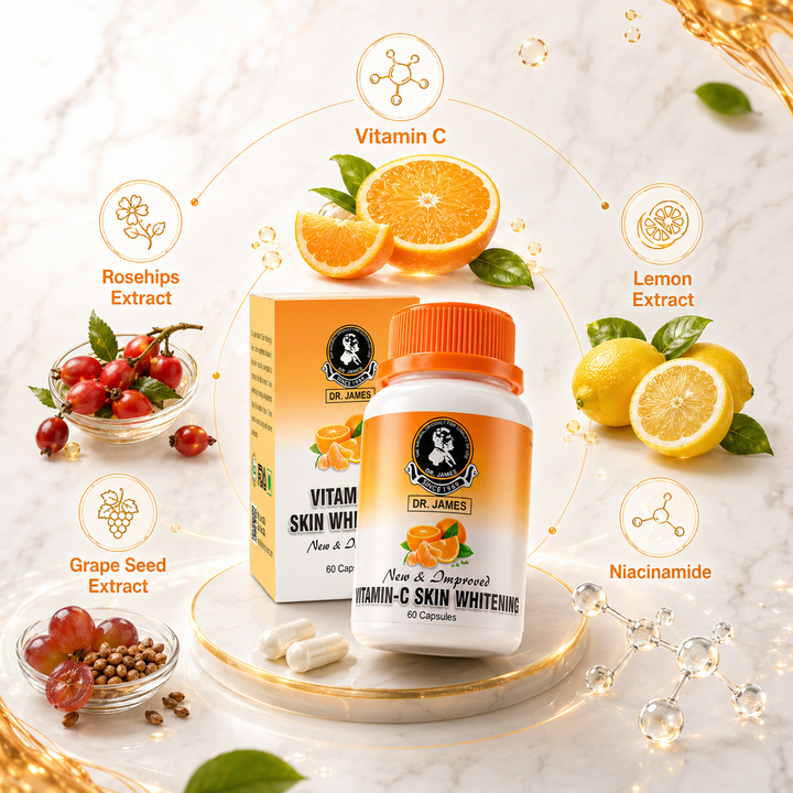 Translation missing: en.Dr. James Vitamin C capsule display highlighting daily skin radiance and glow-focused beauty wellness support