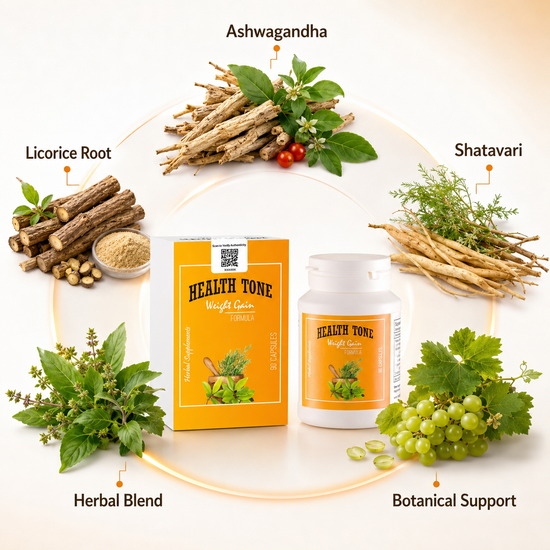 Translation missing: en.Instructional guide infographic detailing daily routine dosage and nutrition directions for Health Tone capsules