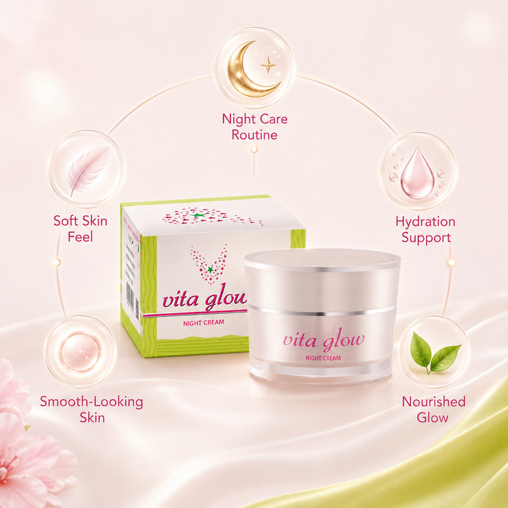 Translation missing: en.Vita Glow night care cream display highlighting overnight beauty care and skin radiance support